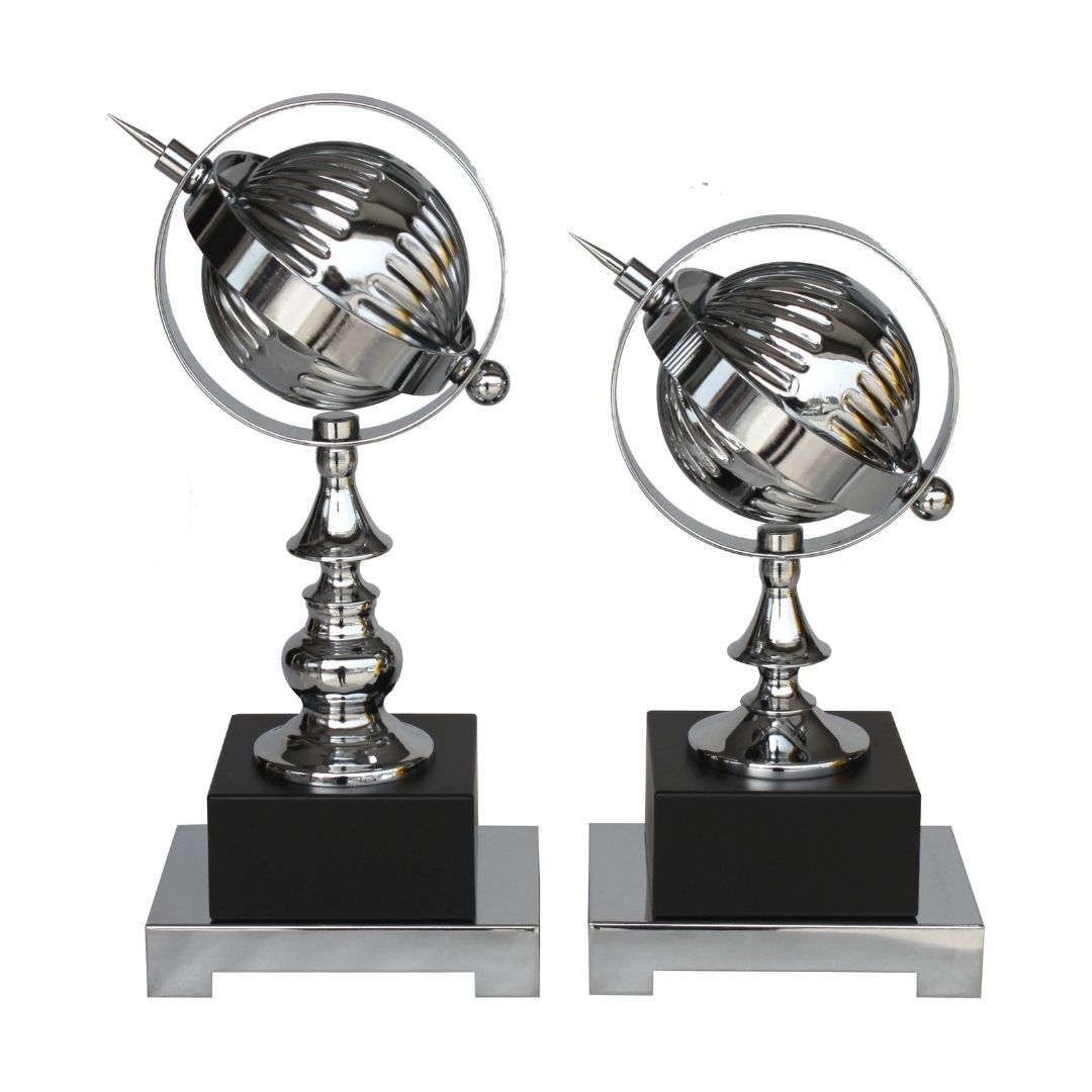 2li Set Küre Dekor Gümüş 16x34cm