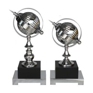 2li Set Küre Dekor Gümüş 16x34cm