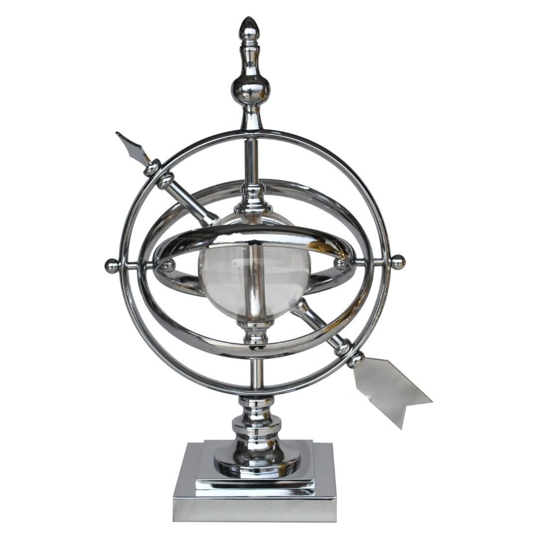Metal Dünya Obje Gümüş 30x46cm