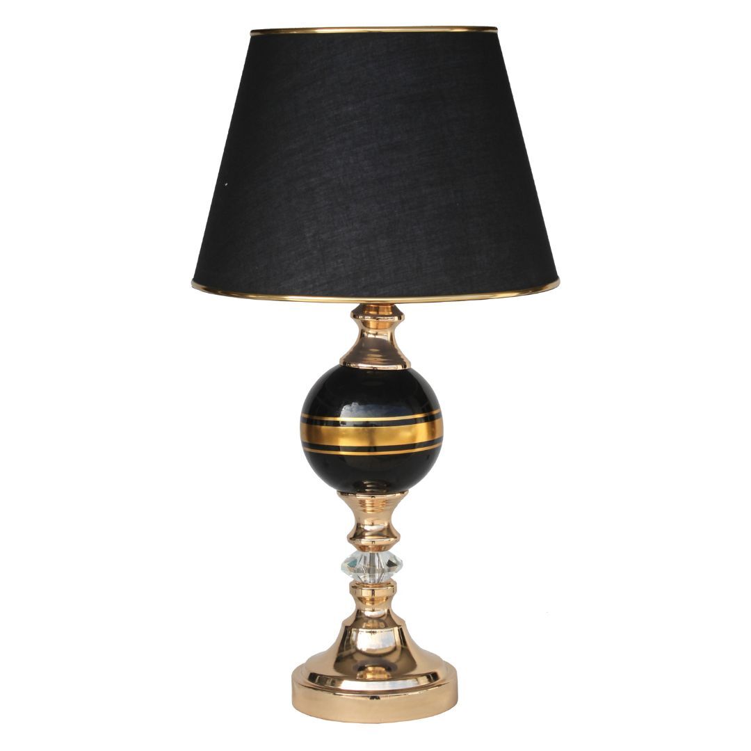 Seramik Yaldızlı Siyah Abajur 30x55cm