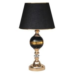 Seramik Yaldızlı Siyah Abajur 30x55cm