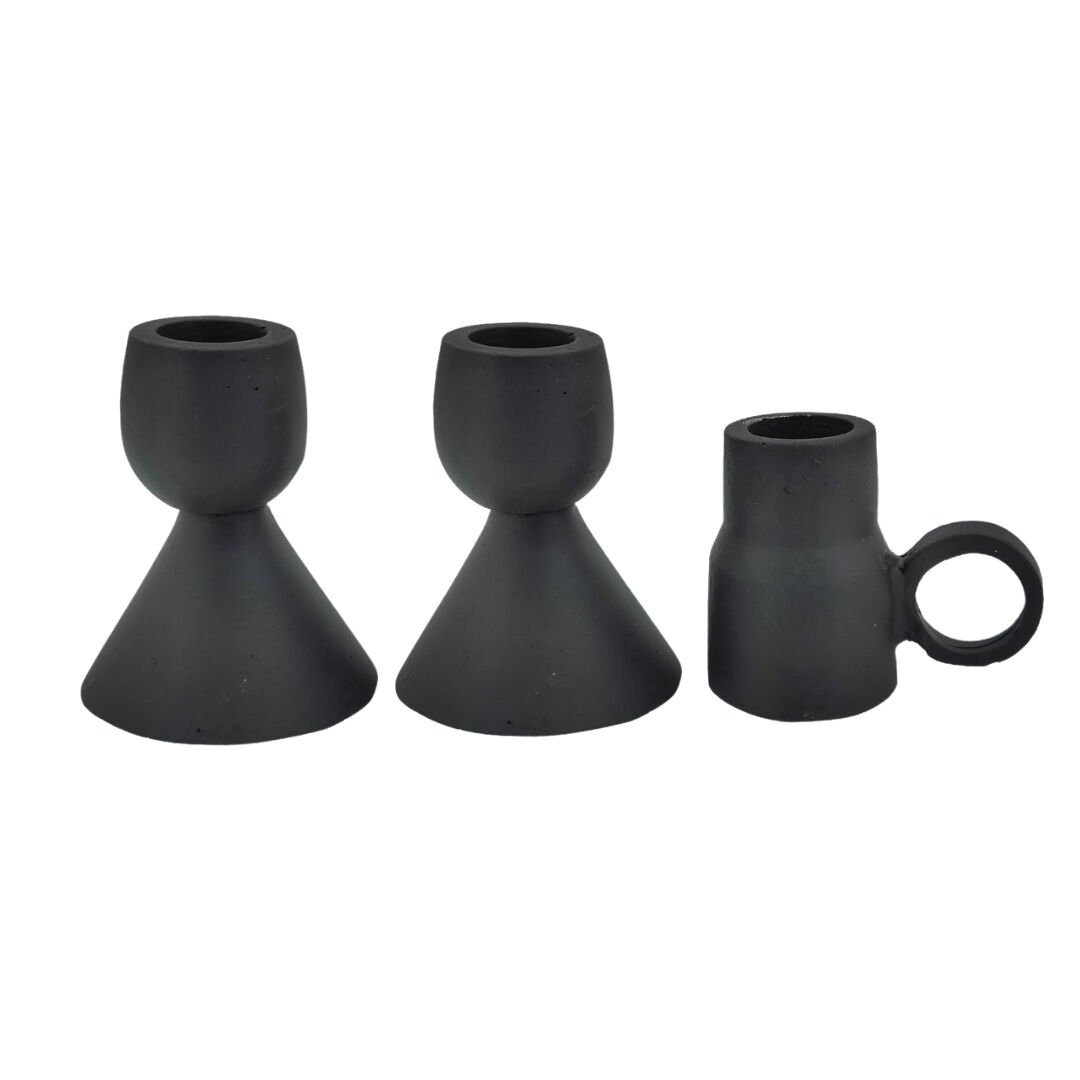 3lü Set Mumluk Siyah 7x8cm