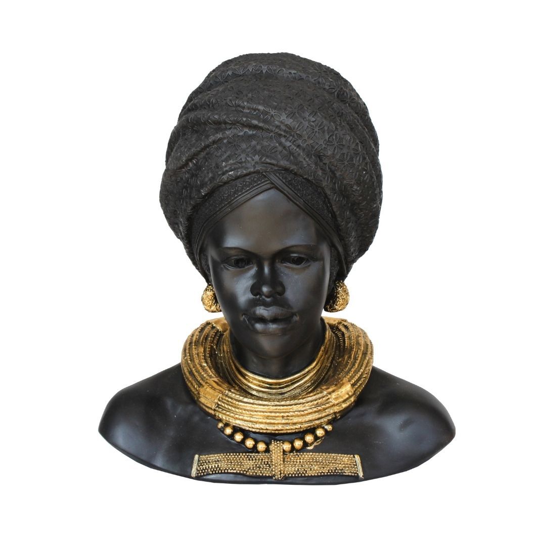 Afrikalı Kolyeli Kadın Büst 28x32cm