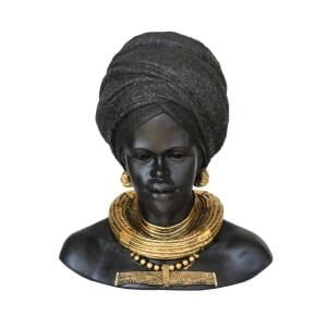 Afrikalı Kolyeli Kadın Büst 28x32cm