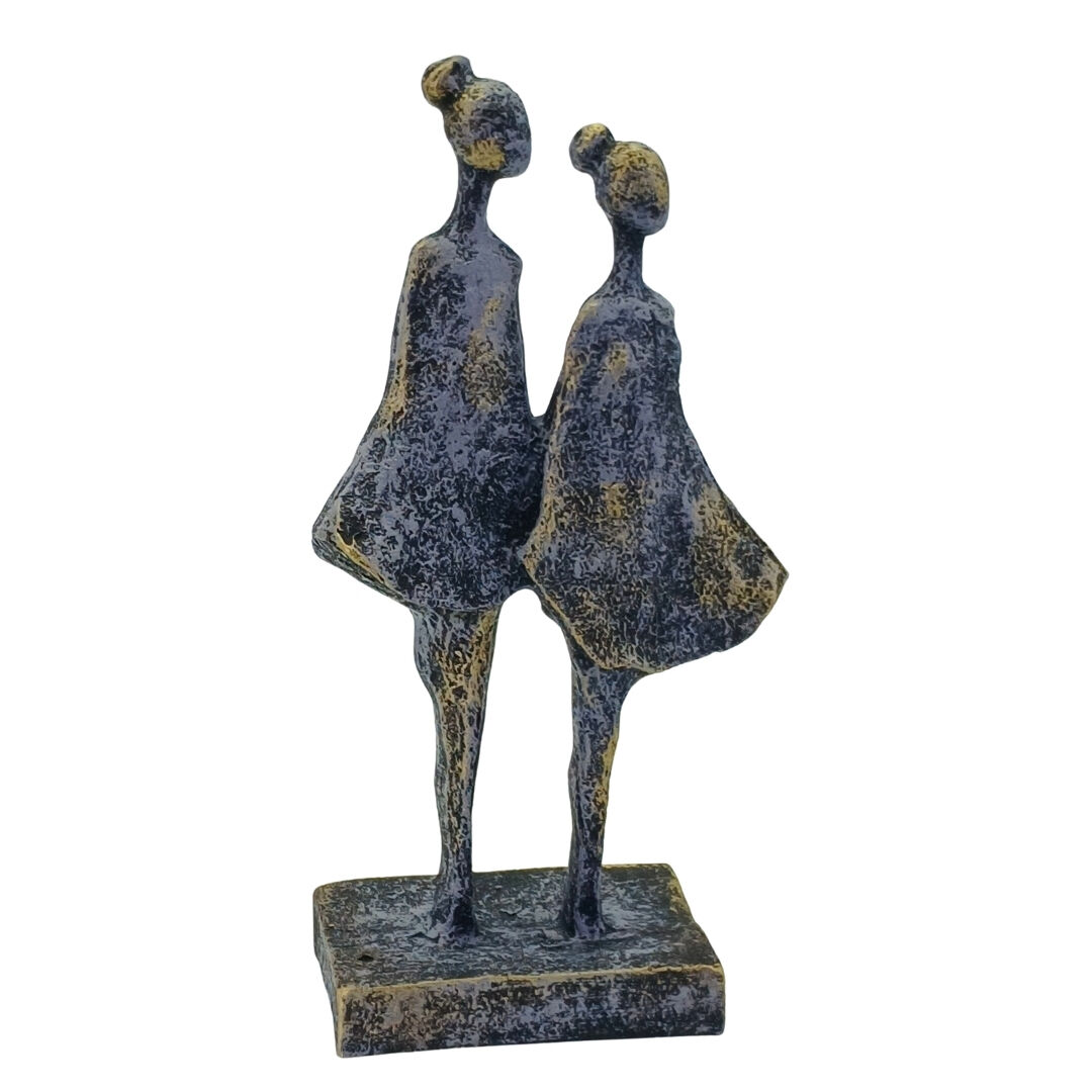 İki Kız Dekoratif Obje 12x30cm Turuncu