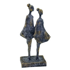 İki Kız Dekoratif Obje 12x30cm Gri