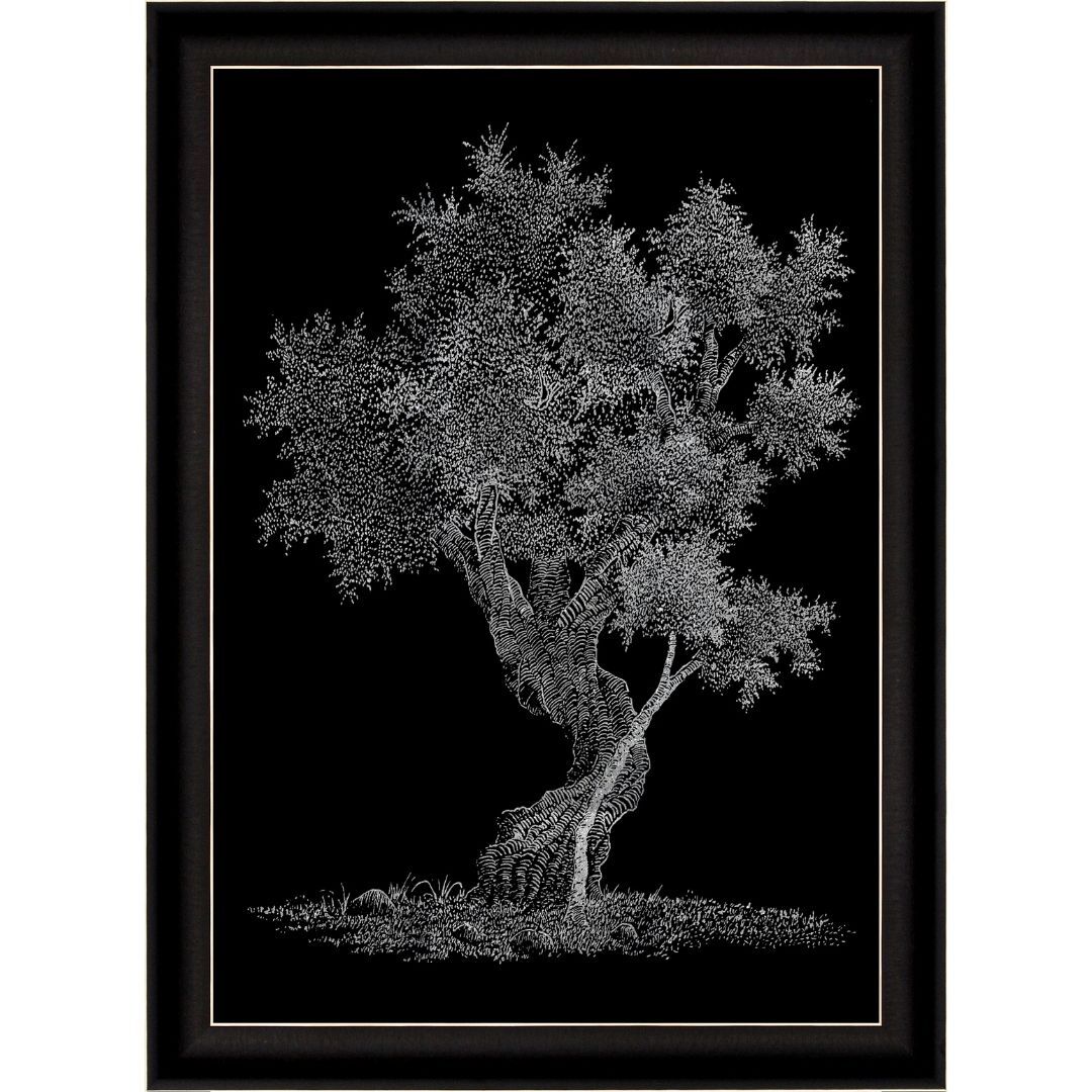 Işıltılı Ağaç Gümüş Tablo 82x112cm