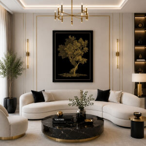 Işıltılı Ağaç Altın Tablo 82x112cm