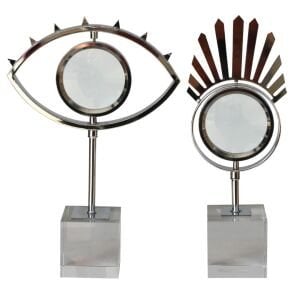 2li Set Büyüteçli Obje Gümüş 23x24cm