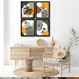 UV 4 lü Set Yaprak Tablo 110x140cm
