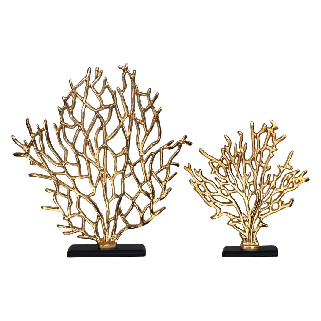 2li Set Döküm Mercan Obje Altın 38x41cm