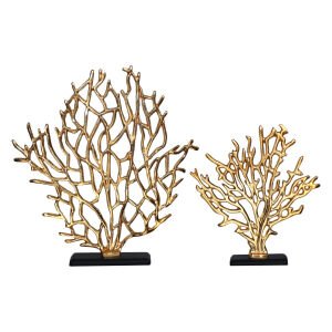 2li Set Döküm Mercan Obje Altın 38x41cm