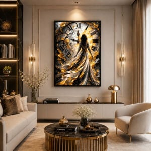 UV Saat ve Kadın Tablo 75x105cm