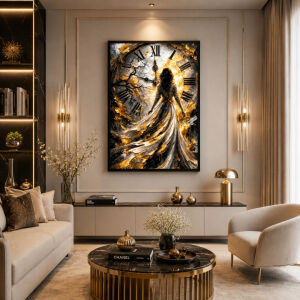 UV Saat ve Kadın Tablo 75x105cm