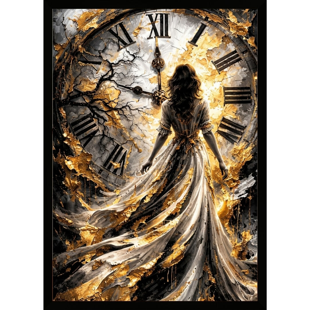 UV Saat ve Kadın Tablo 75x105cm