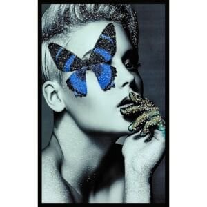 Epoksi Mavi Kelebek Tablo 75x115cm