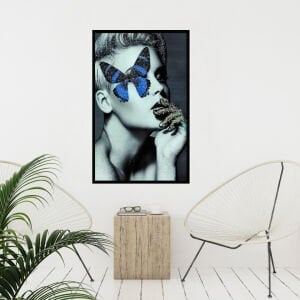 Epoksi Mavi Kelebek Tablo 75x115cm
