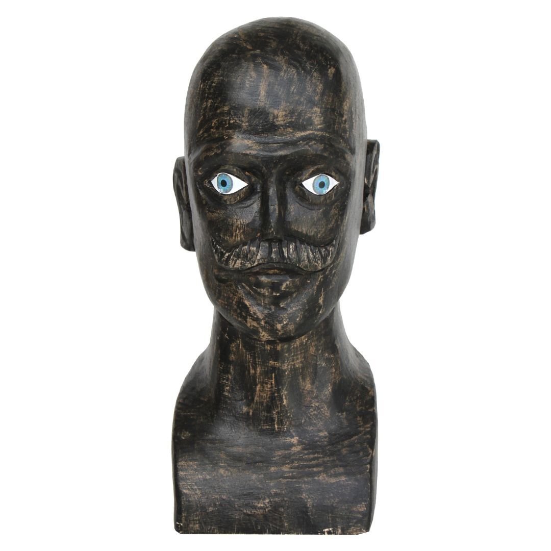 Ahşap Oyma Büst Siyah 13x32cm