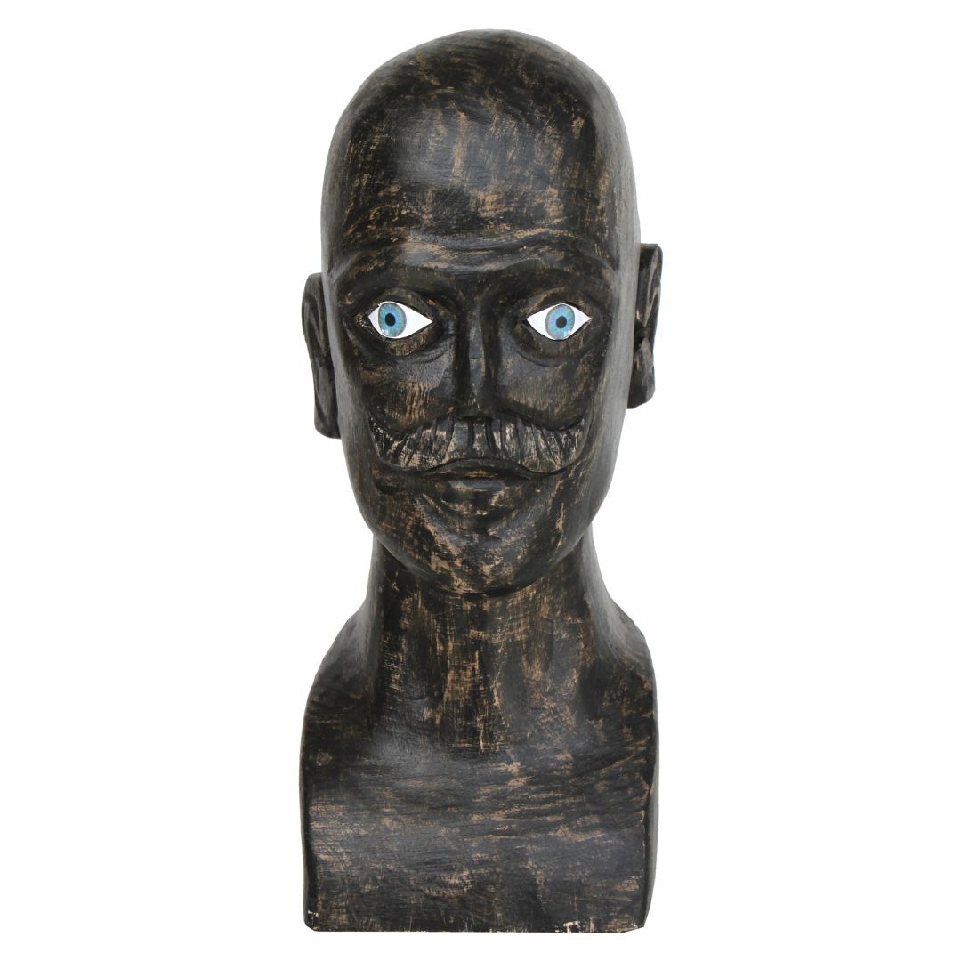 Ahşap Oyma Büst Siyah 13x32cm