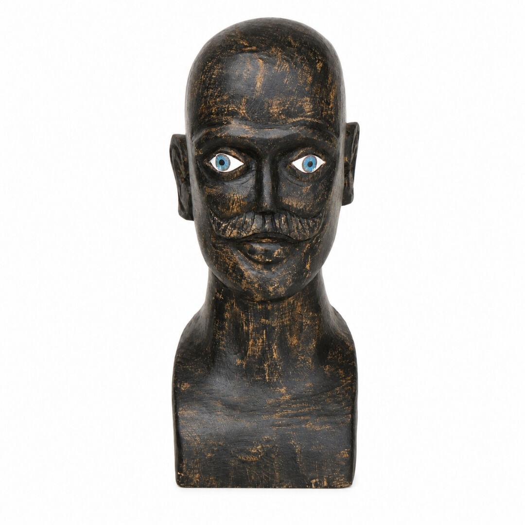 Ahşap Oyma Büst Siyah 13x32cm