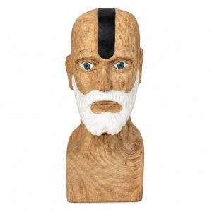 Ahşap Oyma Büst Beyaz Sakallı 13x32cm