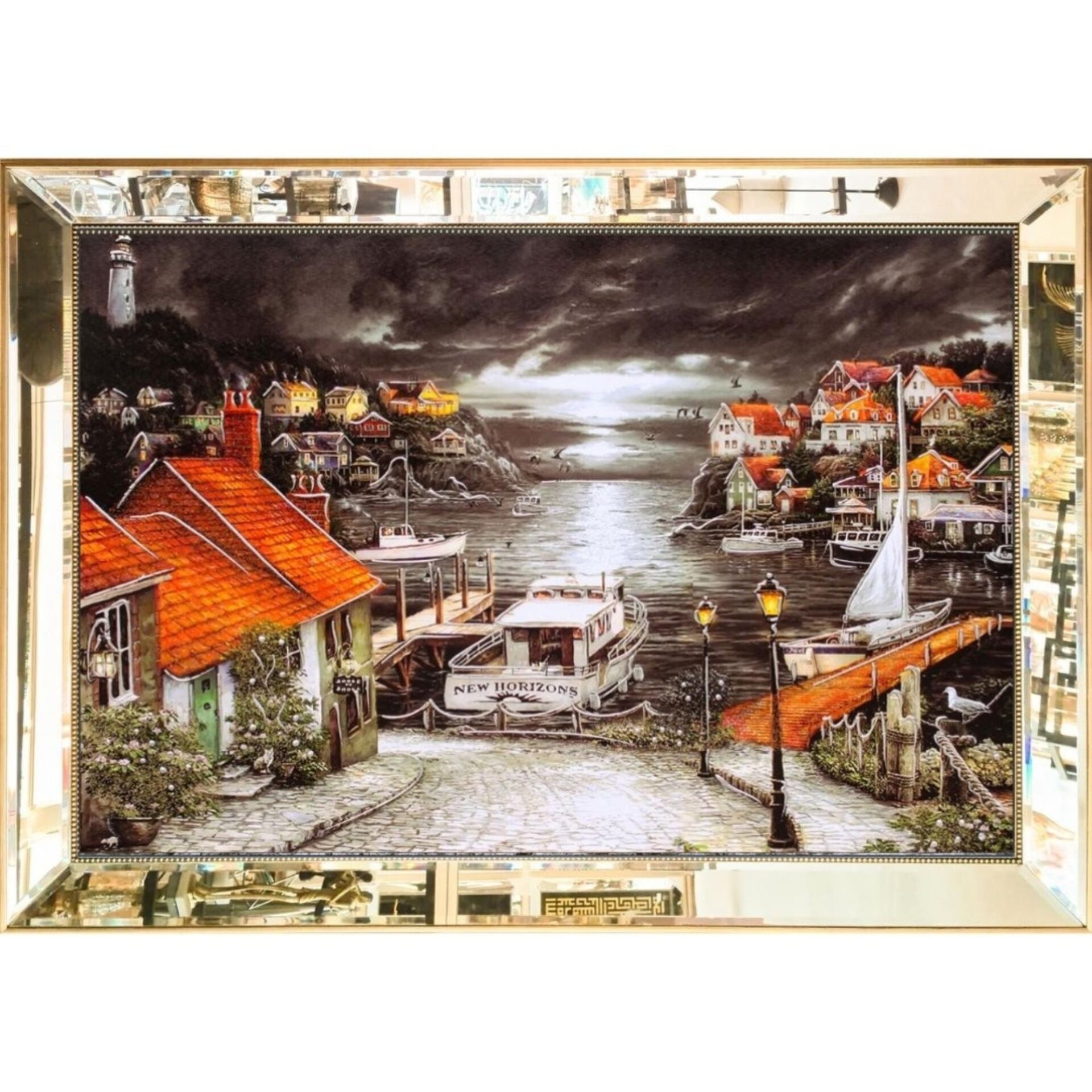 Aynalı Feribot Tuval Tablo 82x112cm