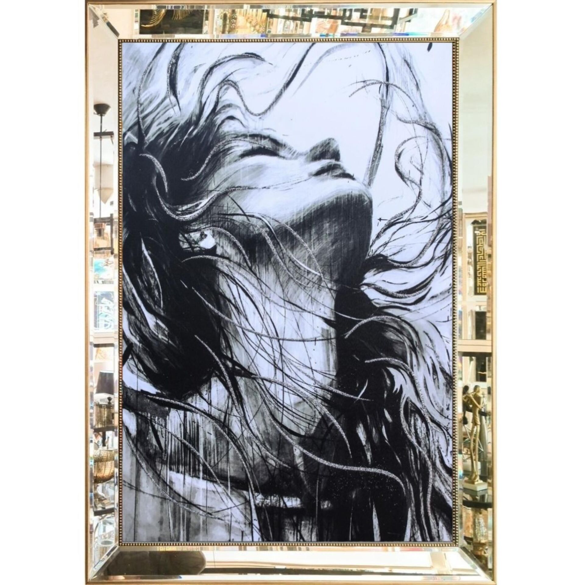 Aynalı Bayan Tuval Tablo 82x112cm