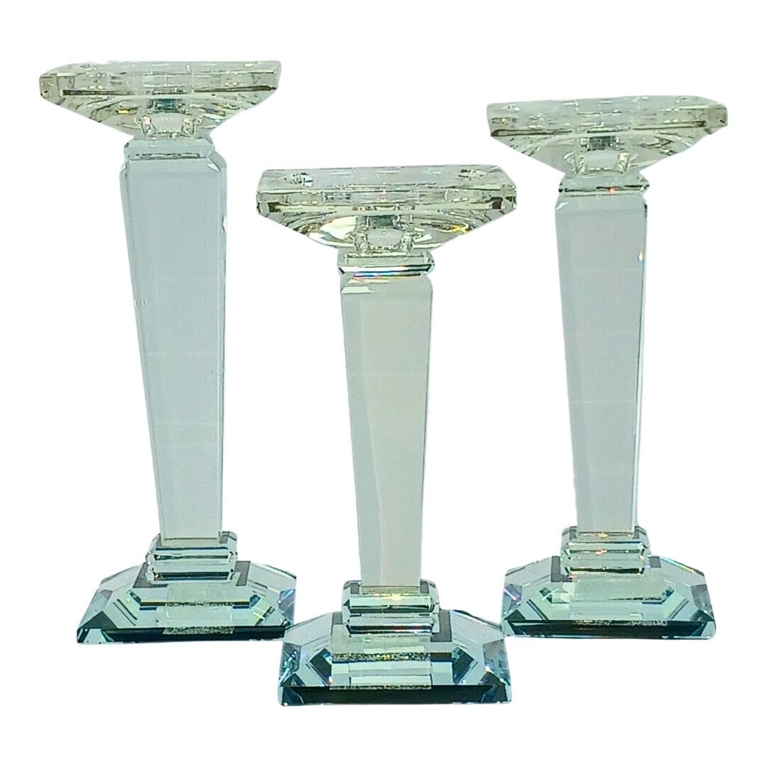 3lü Set Kristal Şamdan 10x24cm