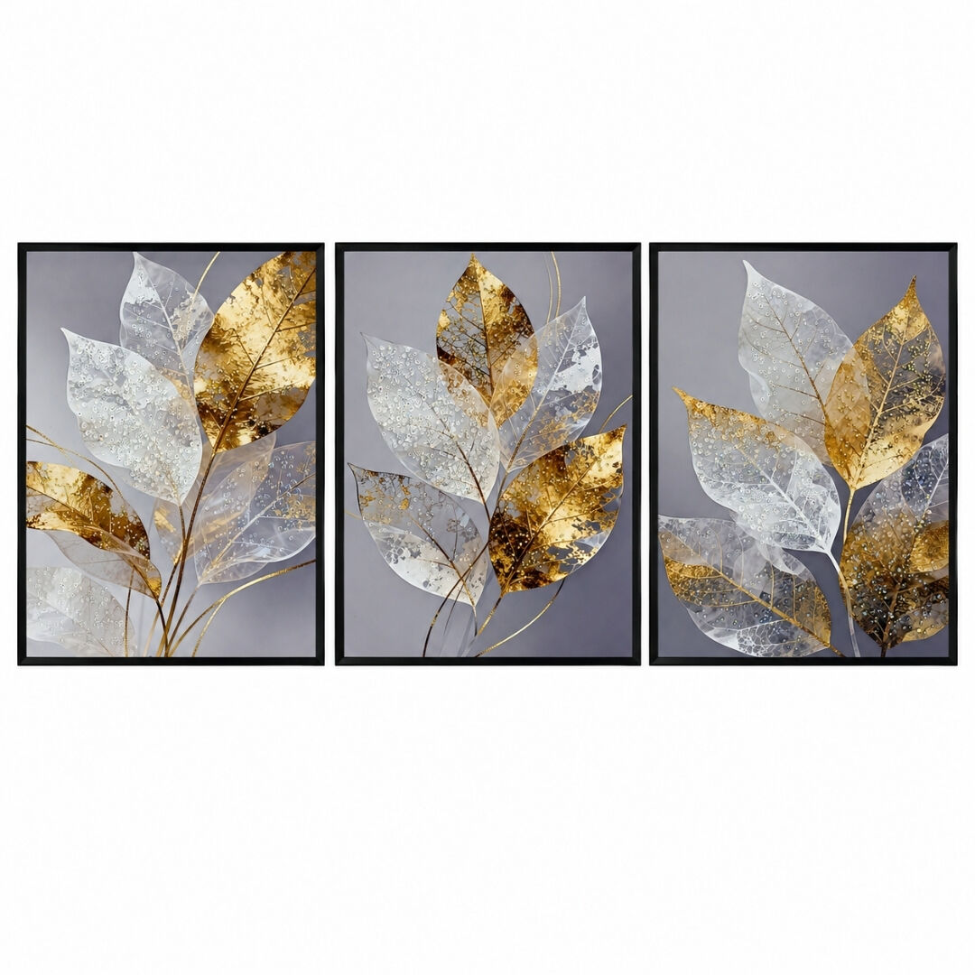3lü Set Yapraklar Epoksi Tablo 80x180cm