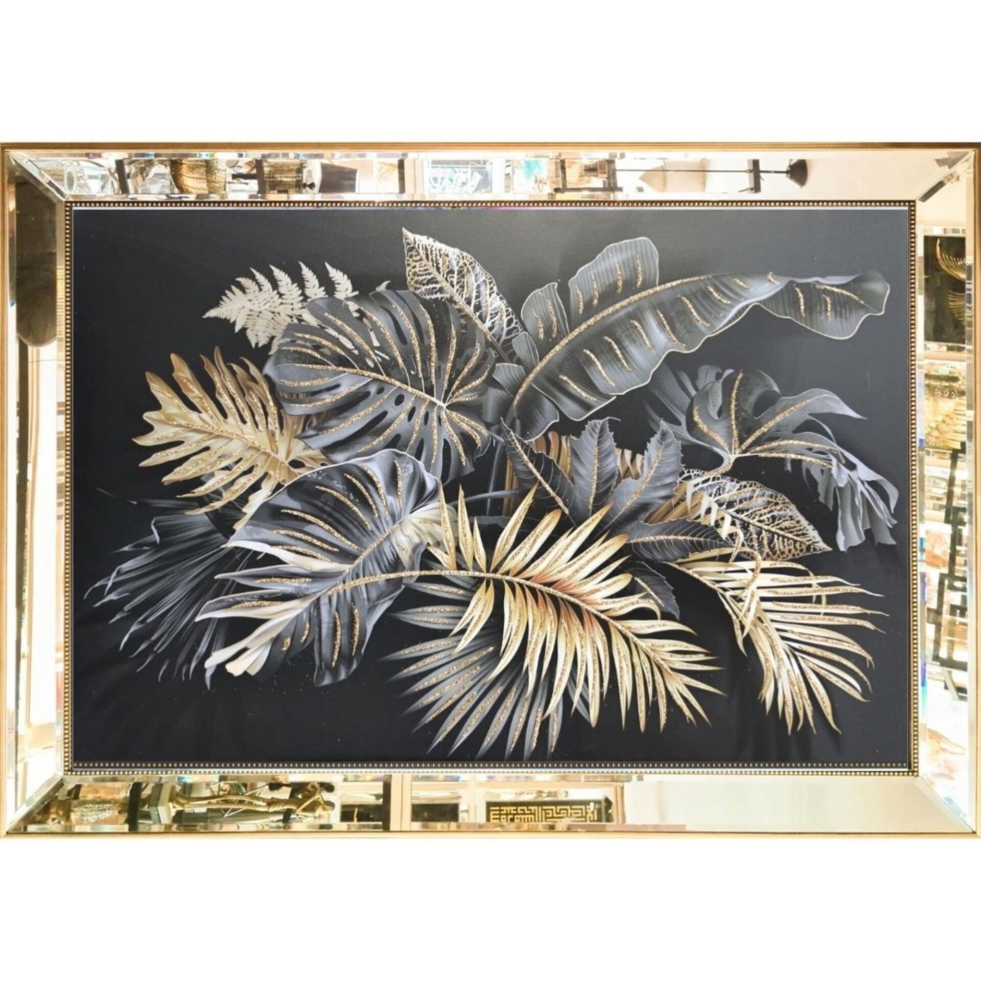 Aynalı Yaprak Tuval Tablo 82x112cm