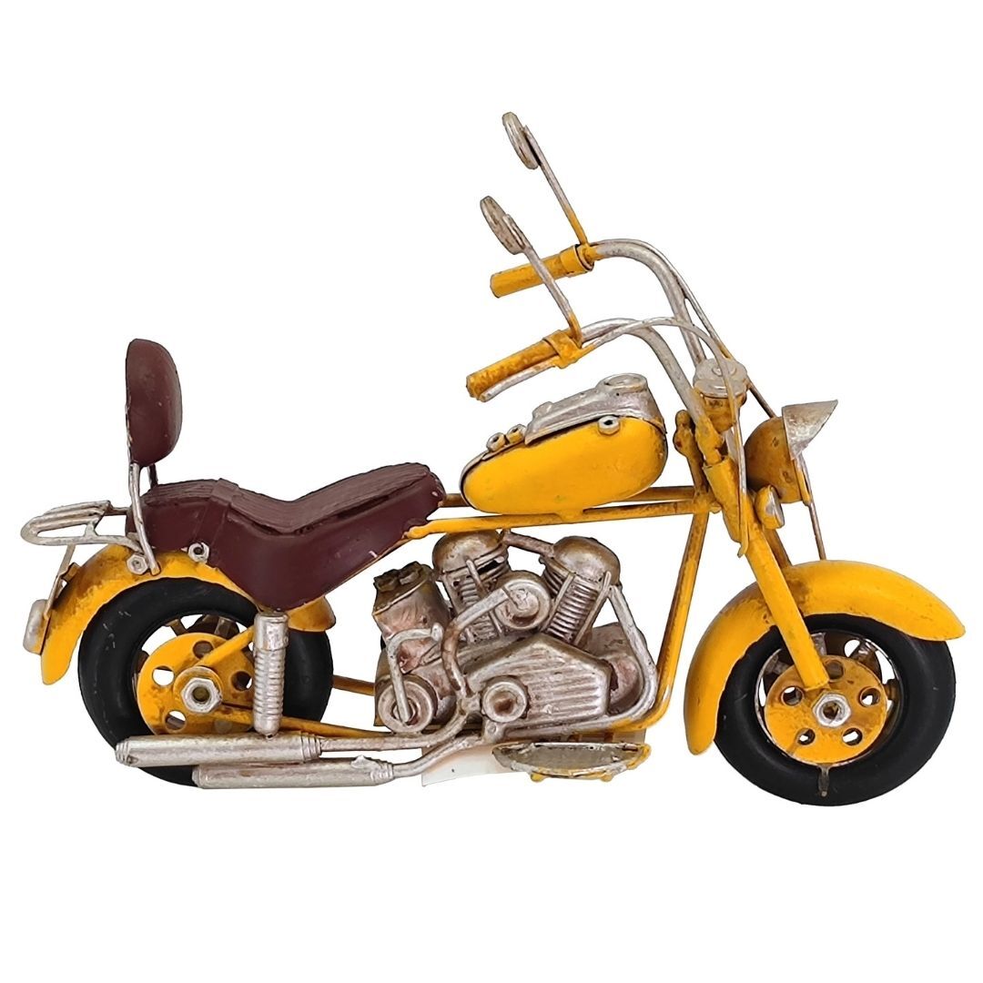 Retro Metal Motosiklet Sarı 10x19cm