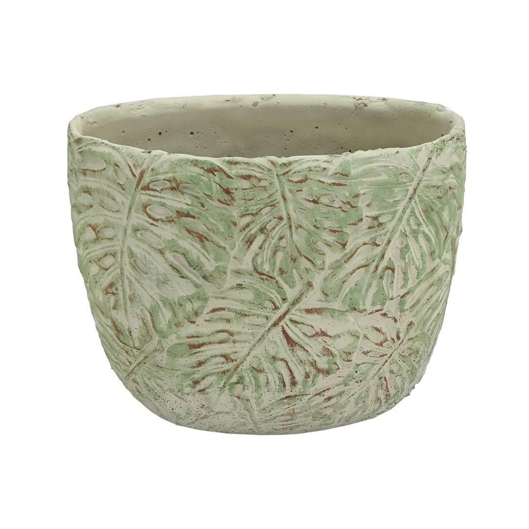 Antik Beton Saksı Yassı 21x26cm