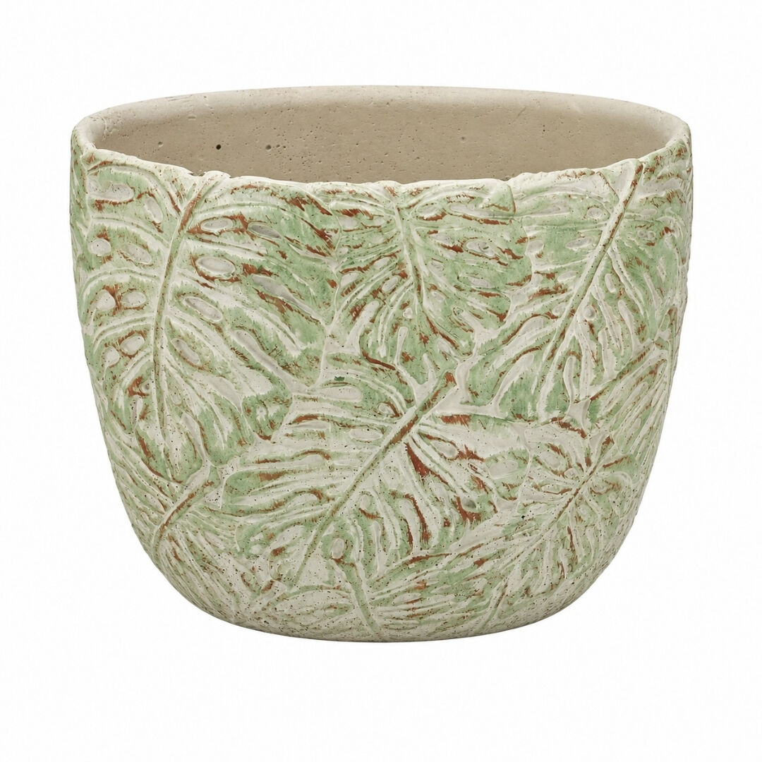 Antik Beton Saksı Yassı 21x26cm