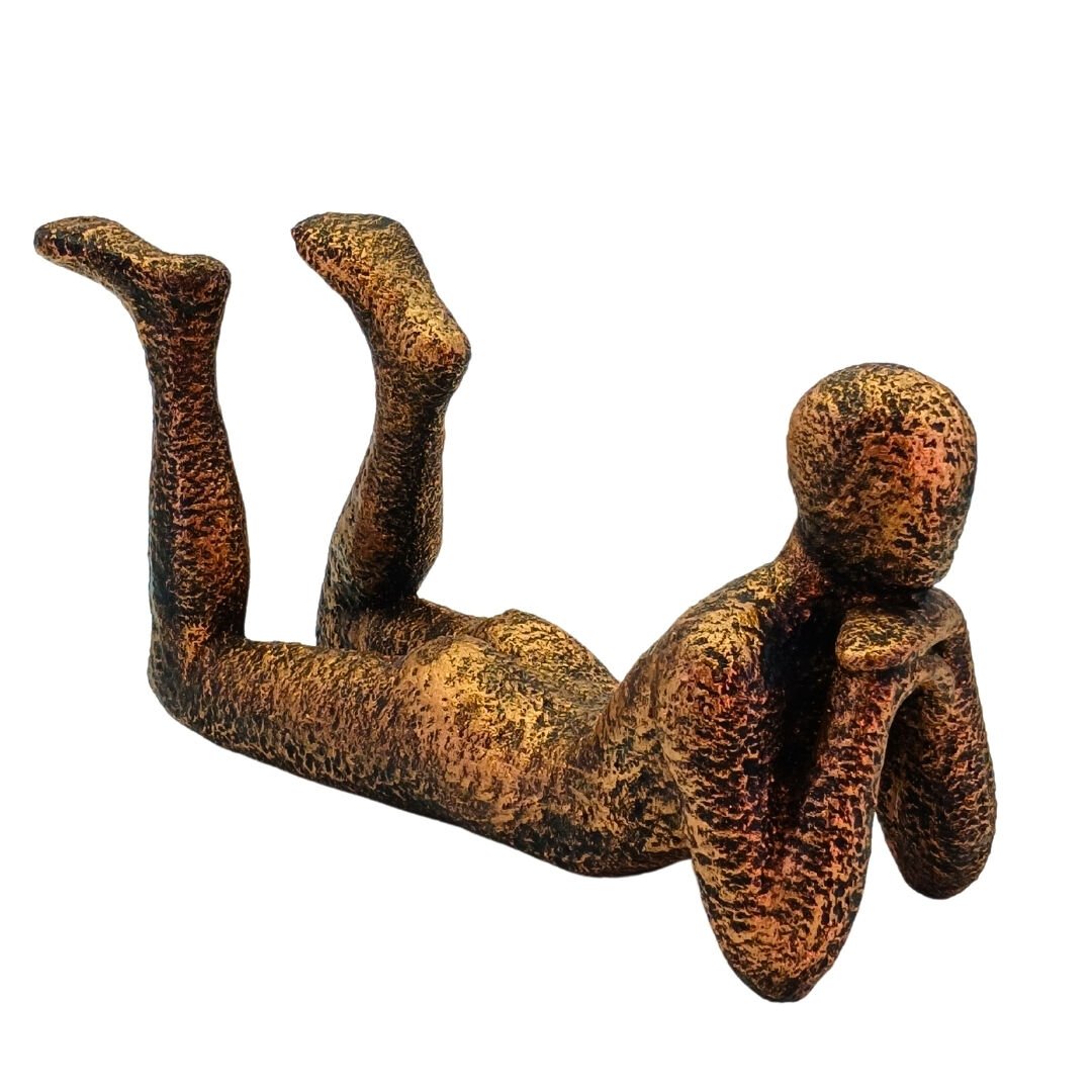 Yatan Adam Obje 11cmx39cm Bakır Eskt.