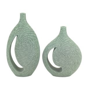 2li Set Girdap Vazo 24x48cm Yeşil