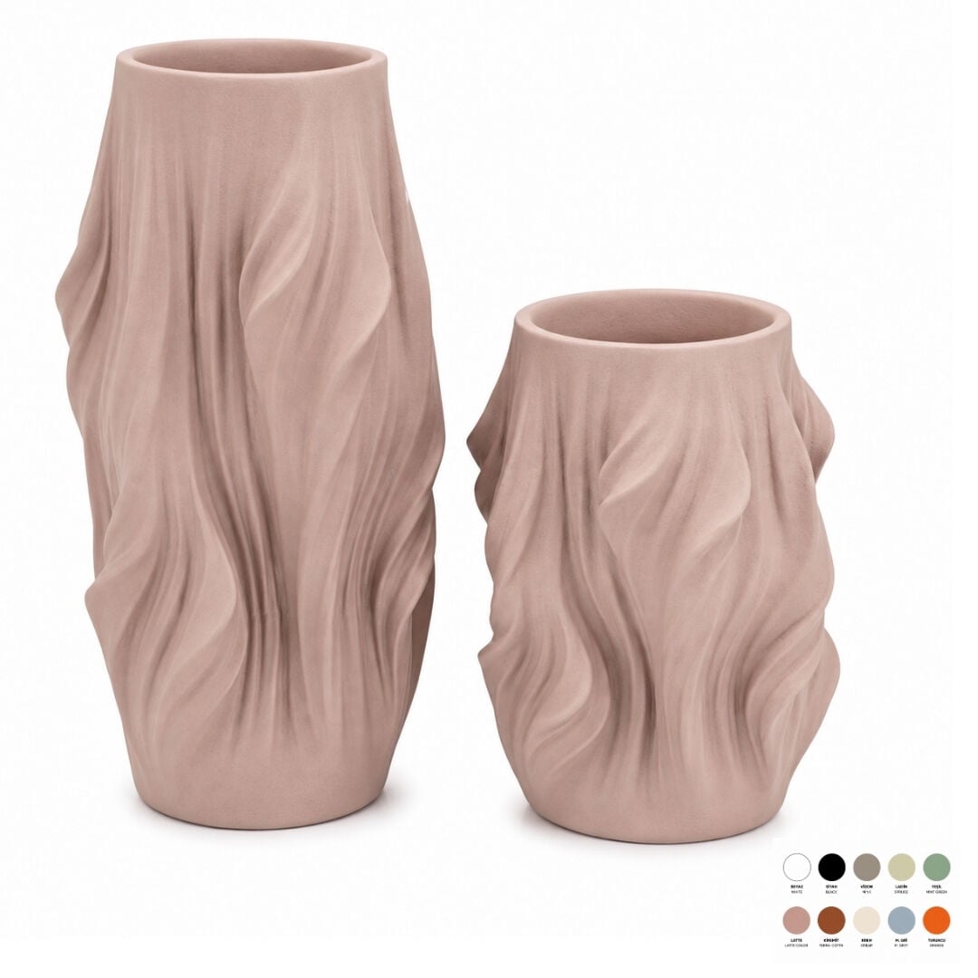 2li Set Buruşuk Vazo 13x29cm
