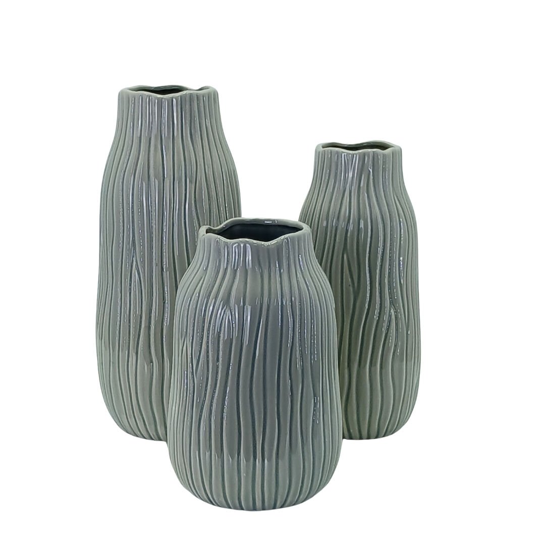 3lü Set Seramik Vazo 15x35cm