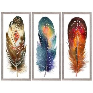 UV 3 lü Set Renkli Tüy Tablo 105x135cm