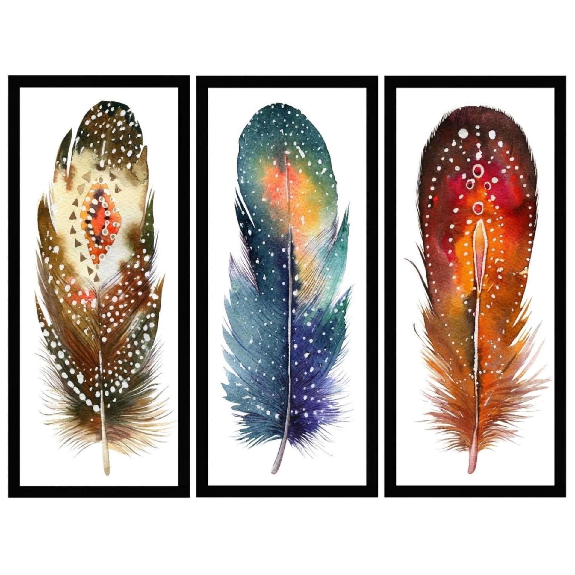 UV 3lü Set Renkli Tüy Tablo 105x135cm