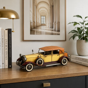 Retro Metal Araba Krem 11x34cm