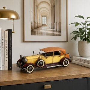 Retro Metal Araba Krem 11x34cm