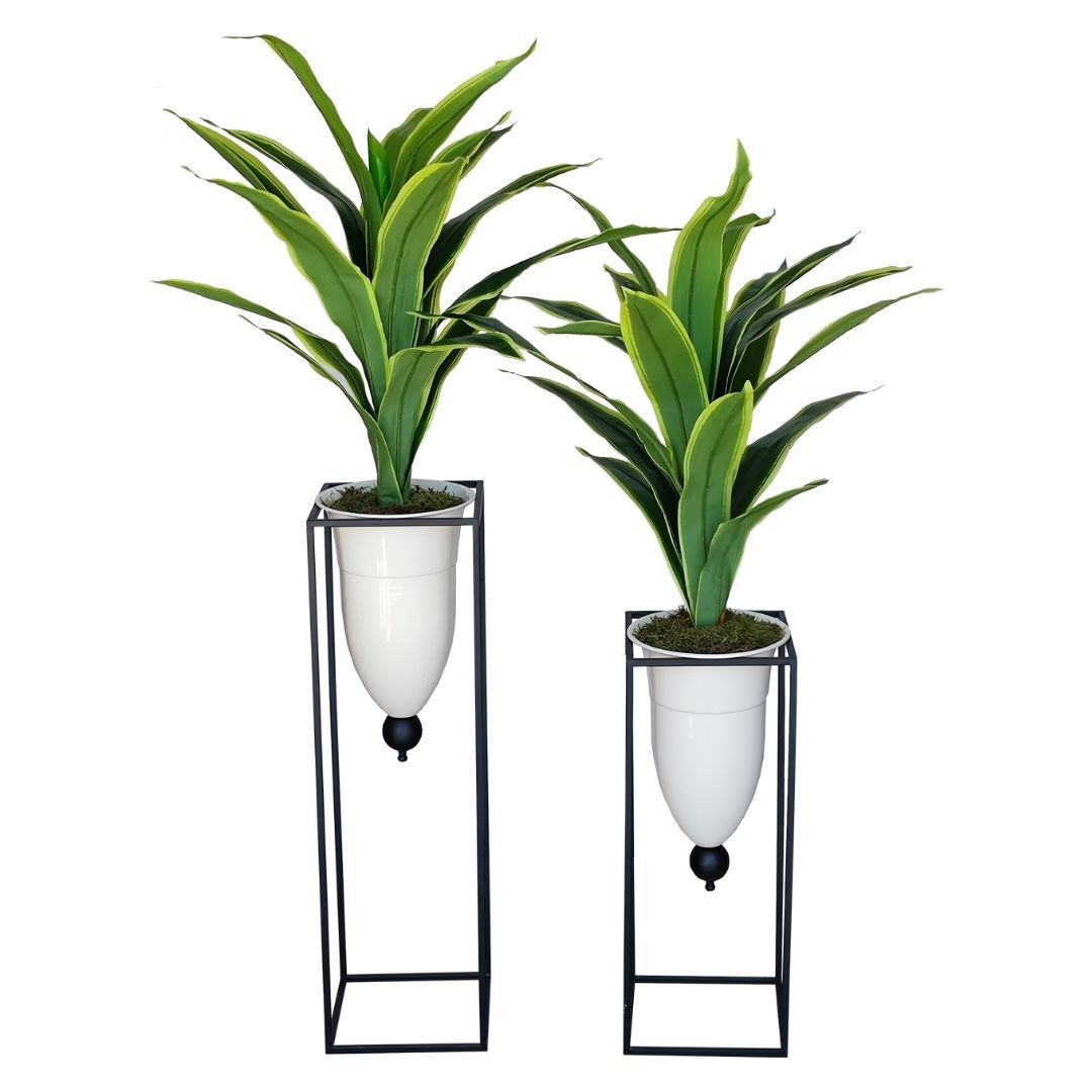 2 li Set Bitkili Saksı Beyaz 60x145cm