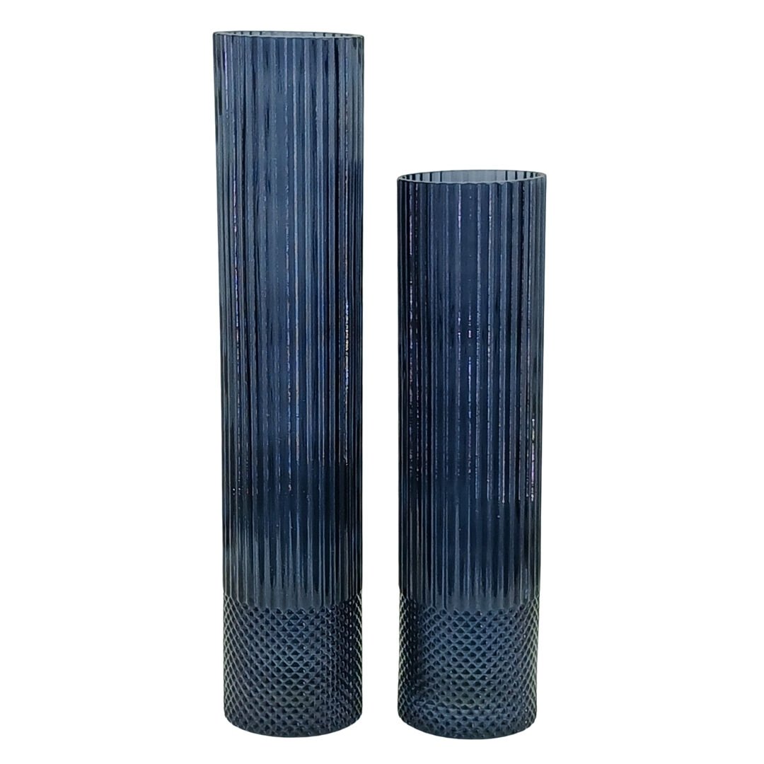 2li Set Sütun Cam Vazo 10x49cm