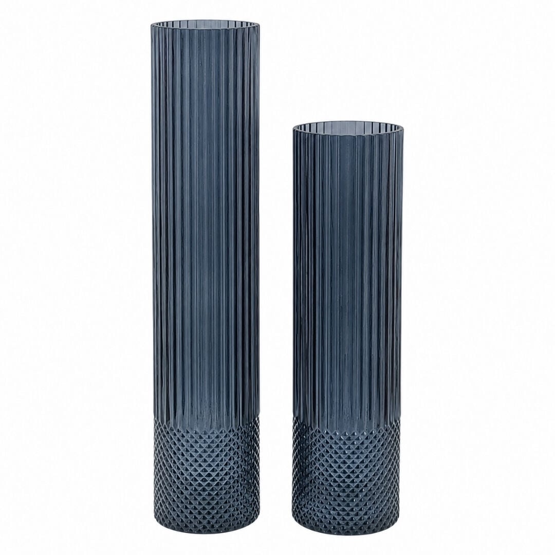 2li Set Sütun Cam Vazo 10x49cm