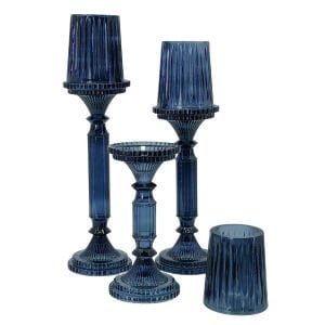 3lü Set Cam Şamdan 12x47cm Füme