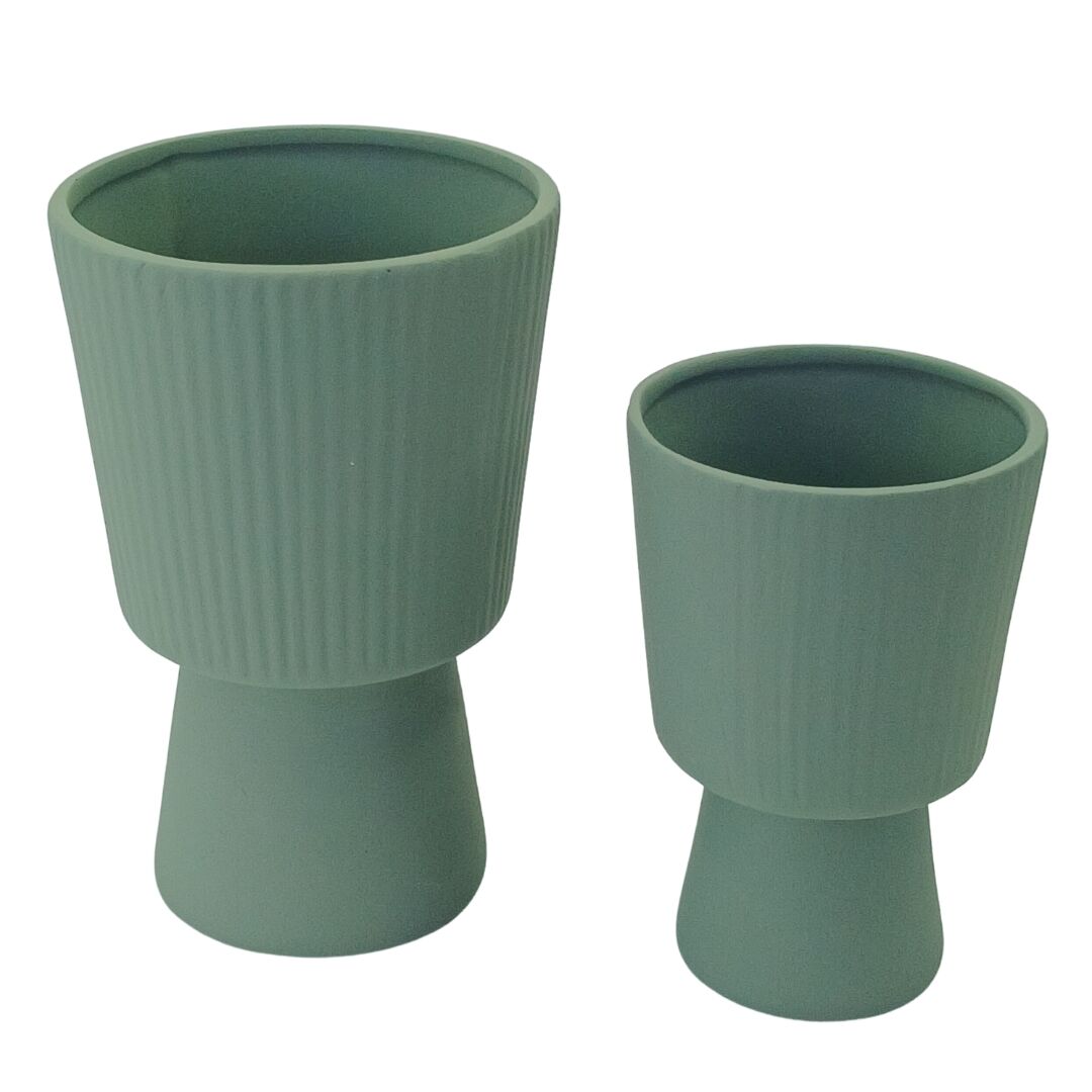 2li Set Vazo 14x21cm Yeşil
