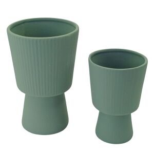 2li Set Vazo 14x21cm Yeşil