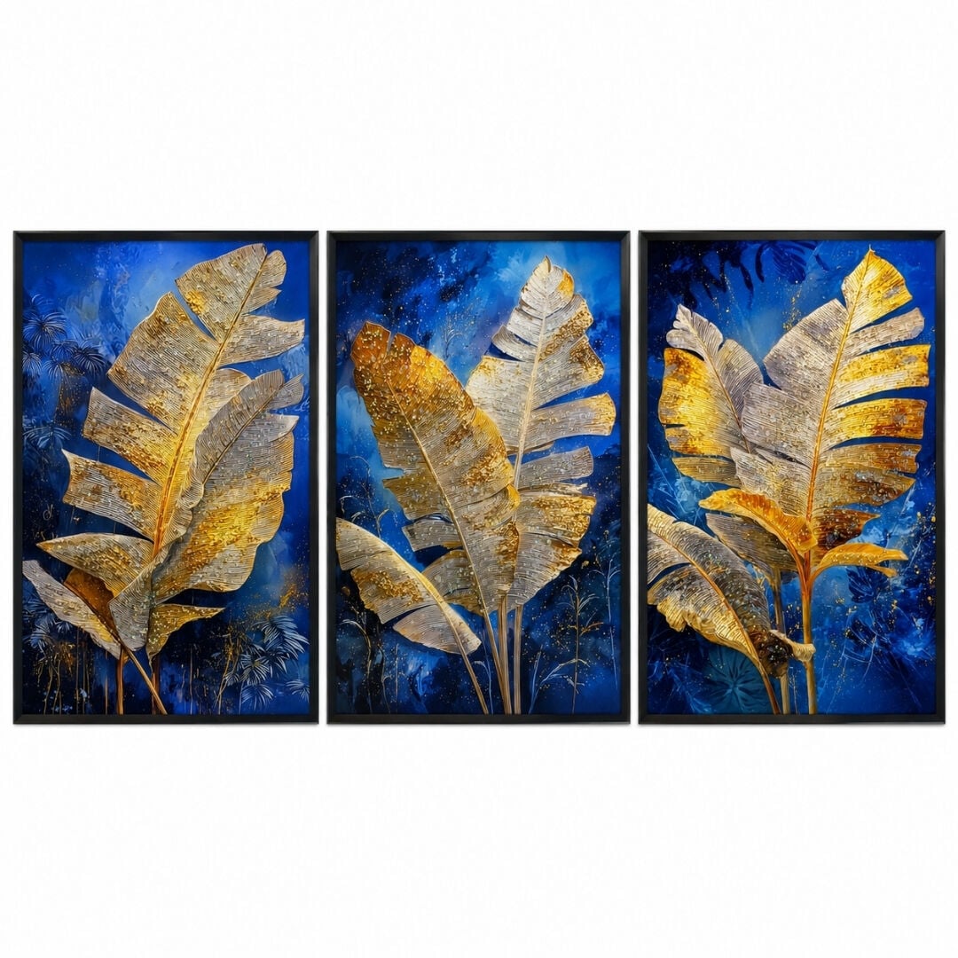 3lü Set Yaprak Epoksi Tablo 80x180cm