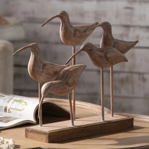 Ahşap Kaideli Metal Kuşlar 35x46cm