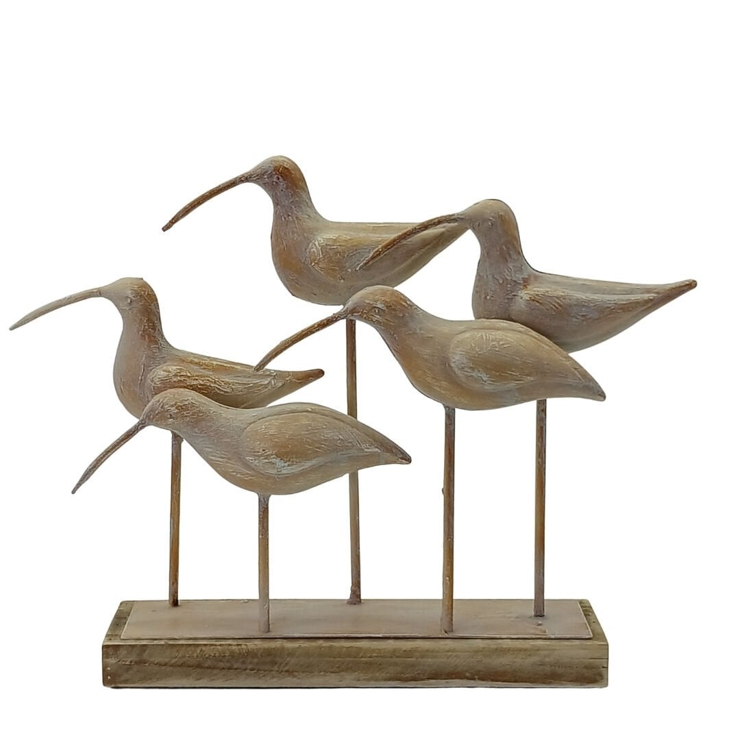 Ahşap Kaideli Metal Kuşlar 35x46cm